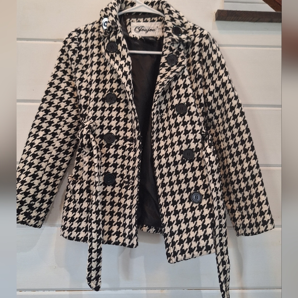 Kid's Houndstooth Black and White Coat